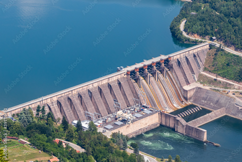 The hydroelectric power station on the Lake Perucac and river Drina, Bajina Basta, Serbia.
