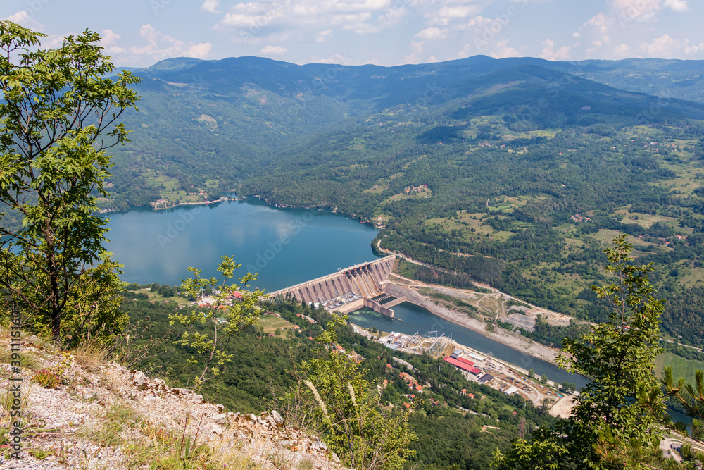 Dam of a hydroelectric power plant in Bajina Basta, Serbia.