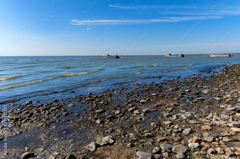 View on the Azov sea in summer from the coast of Taganrog bay