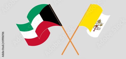 Crossed flags of Kuwait and Vatican