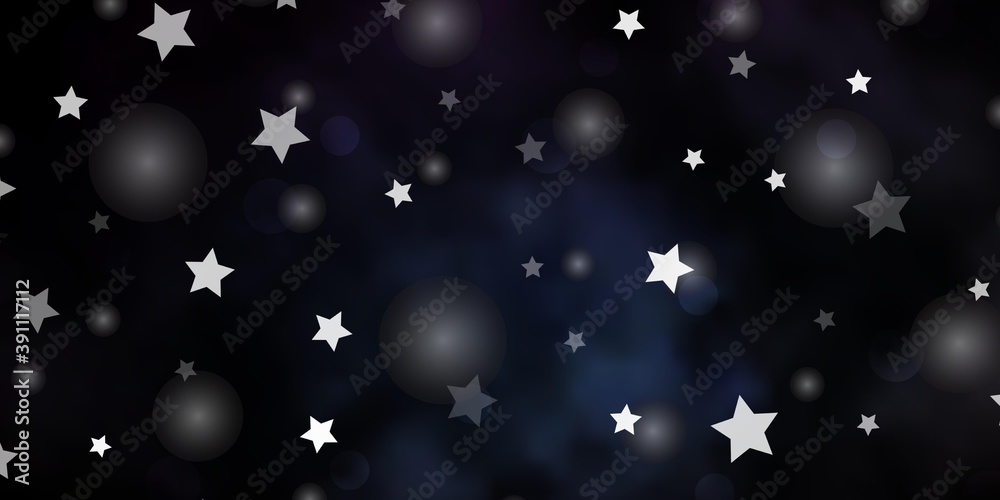 Dark BLUE vector background with circles, stars. Dark BLUE vector background with circles, stars.