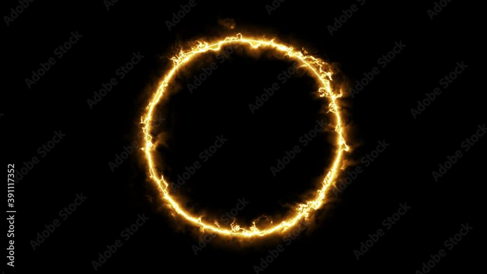 circle on fire loop animation. frame video 4K shiny ring circle on fire loop animation. frame video 4K shiny ring