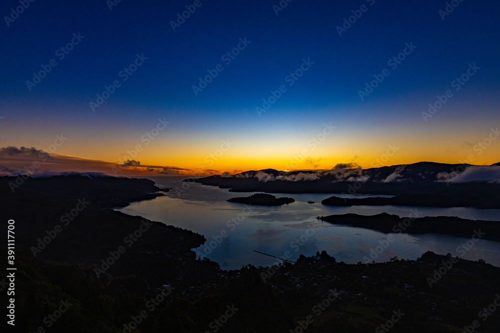 Sunrise at a fjord in New Zealand Sunrise at a fjord in New Zealand