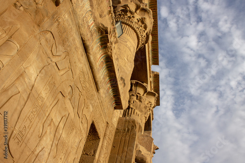 Detail of an egyptian façade and collumns photo