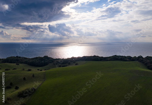 Drone panorama over area Moenchgut on Ruegen  Germany