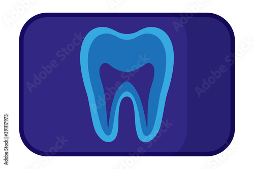 Vector cartoon illustration of tooth x-ray isolated on white background.