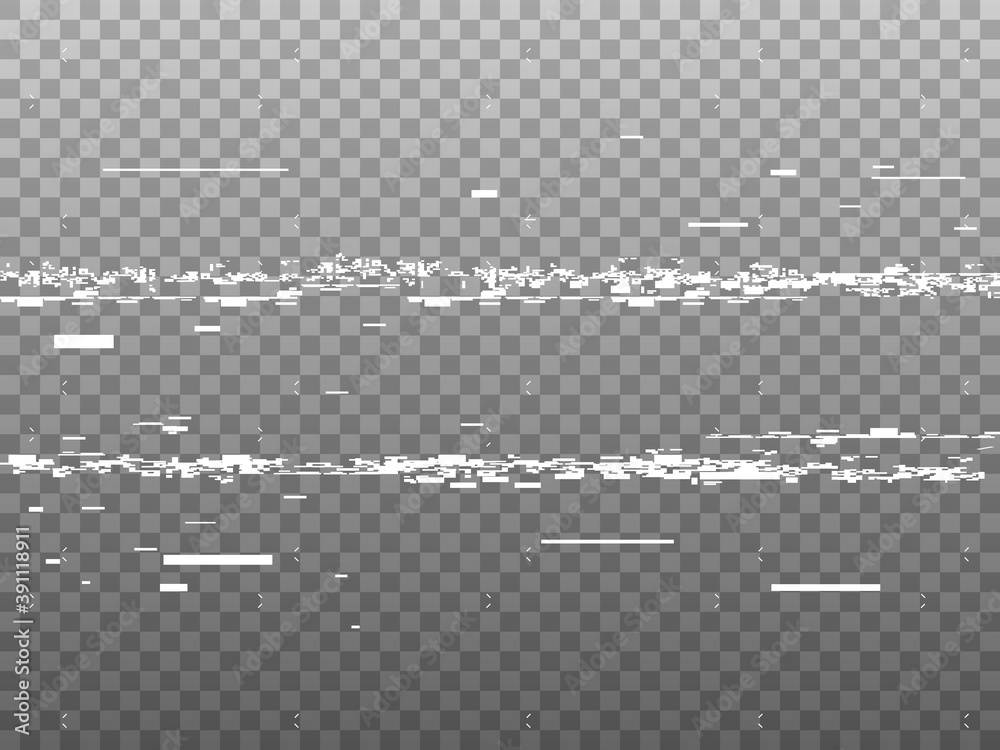 Glitch vhs distortion white video problems on transparent background