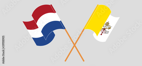 Crossed flags of the Netherlands and Vatican