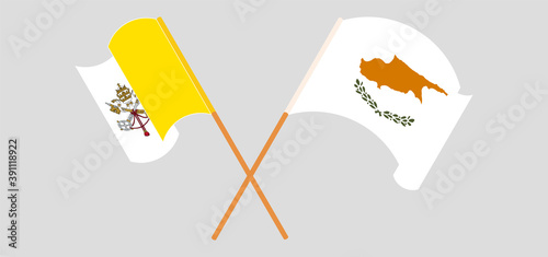 Crossed flags of Cyprus and Vatican