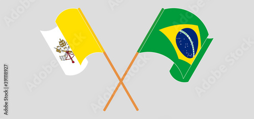 Crossed flags of Brazil and Vatican
