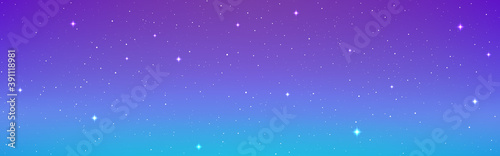 Space background long banner with white stars. Realistic cosmic texture with milky way and stardust. Cosmos with color galaxy for poster, website or brochure. Vector illustration