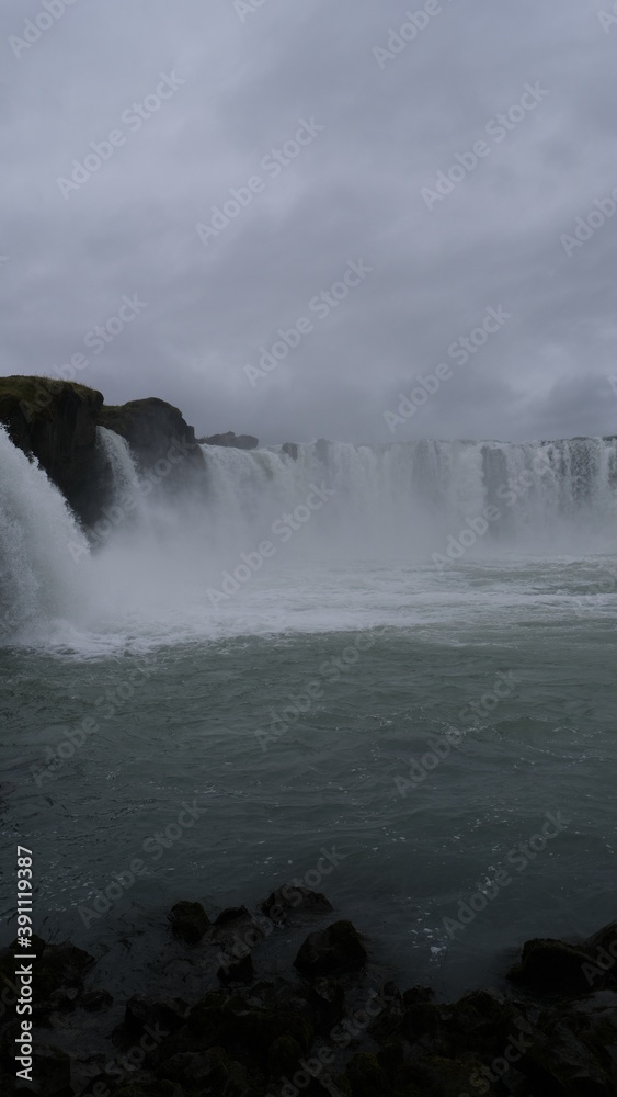 Northern Icelandic Waterfall shaped in a big semi circle Northern Icelandic Waterfall shaped in a big semi circle