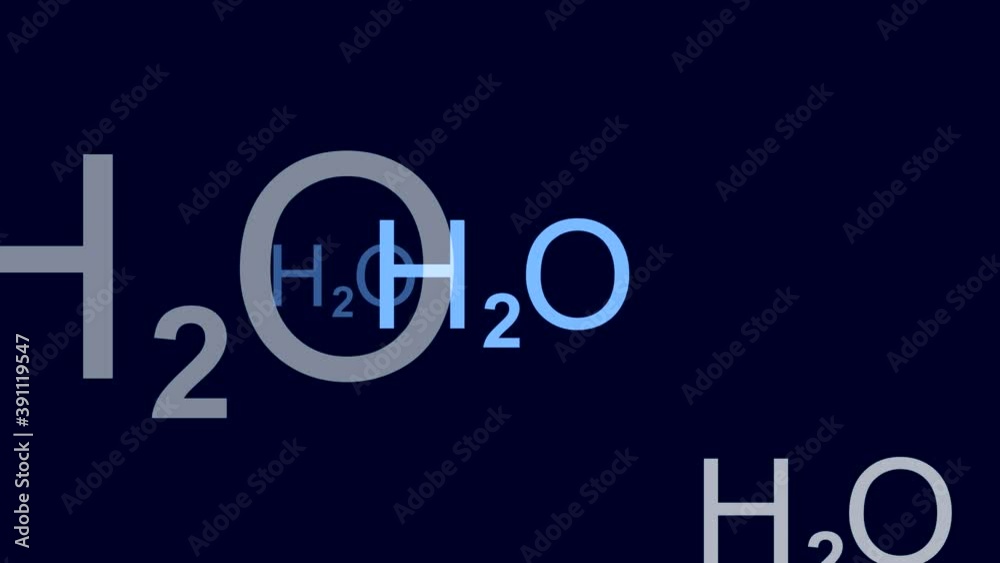Animation with water chemical formula H2O (seamless loop) Animation with water chemical formula H2O (seamless loop)