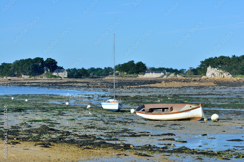 Obraz premium Beautiful seascape at the Pellinec bay of Penvenan in Brittany. France