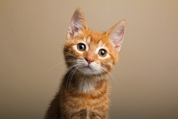 Beautiful orange cat in front of a background