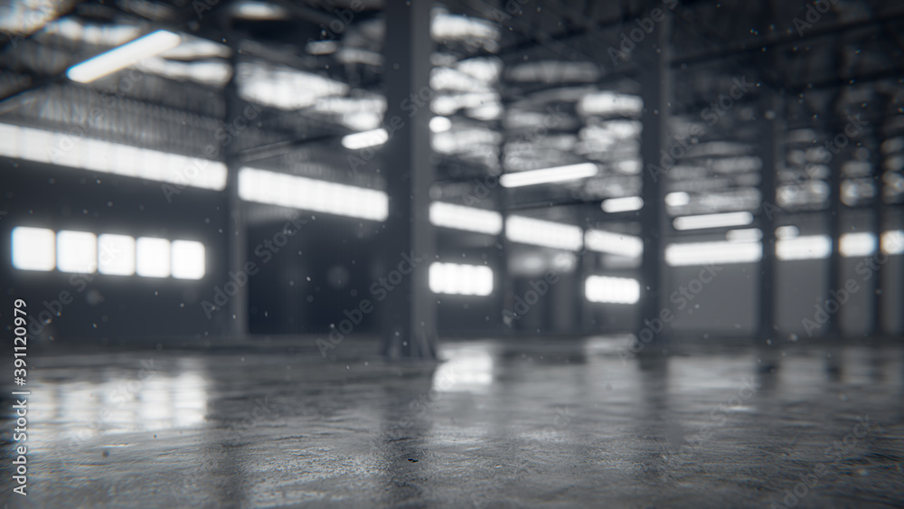 Empty production hall - blurred background