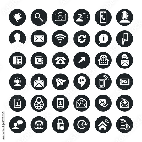 Contact icons communication web buttons