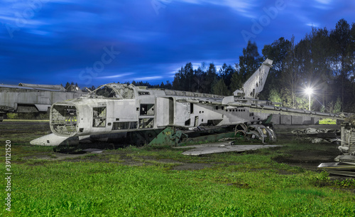 Abandoned Russian bomber on the runway of an airbase