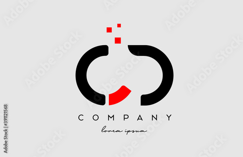 black red CD C D alphabet letter logo icon combination. Design for business and company
