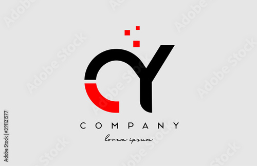 black red CY C Y alphabet letter logo icon combination. Design for business and company