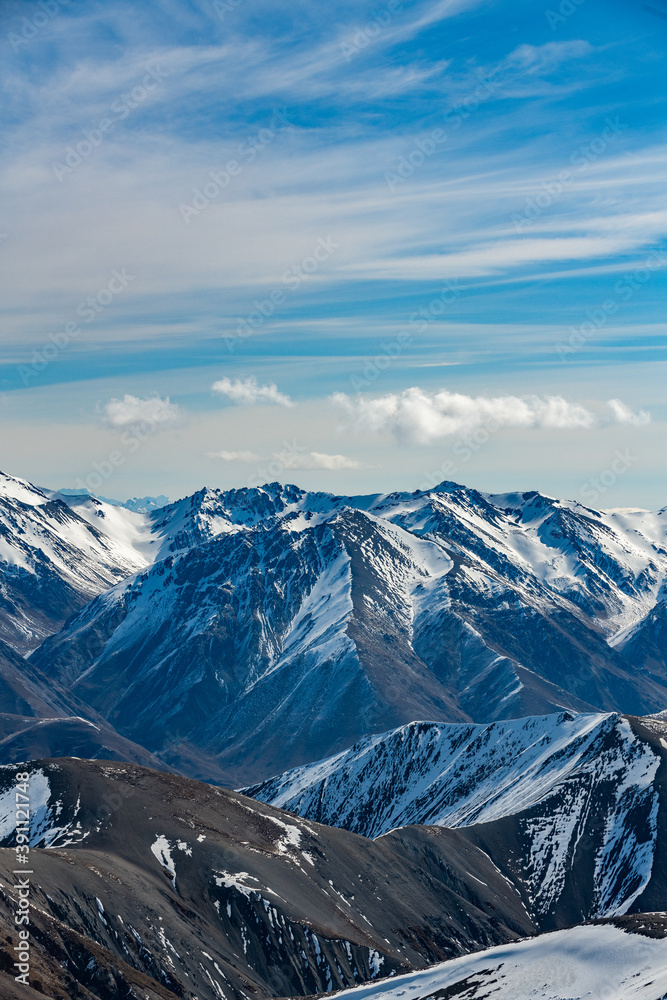 Snow covered mountains in New Zealand