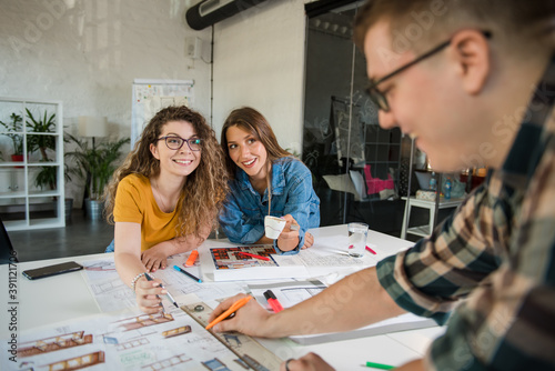 Young designers working on the project