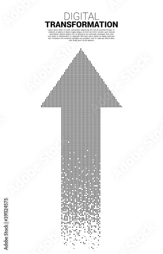 Arrow line from dot square pixel. concept of digital transformation of business.