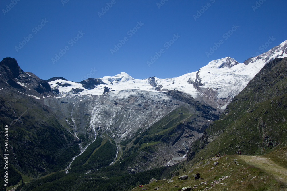 Glacier in Saas Fee, seen from a hill