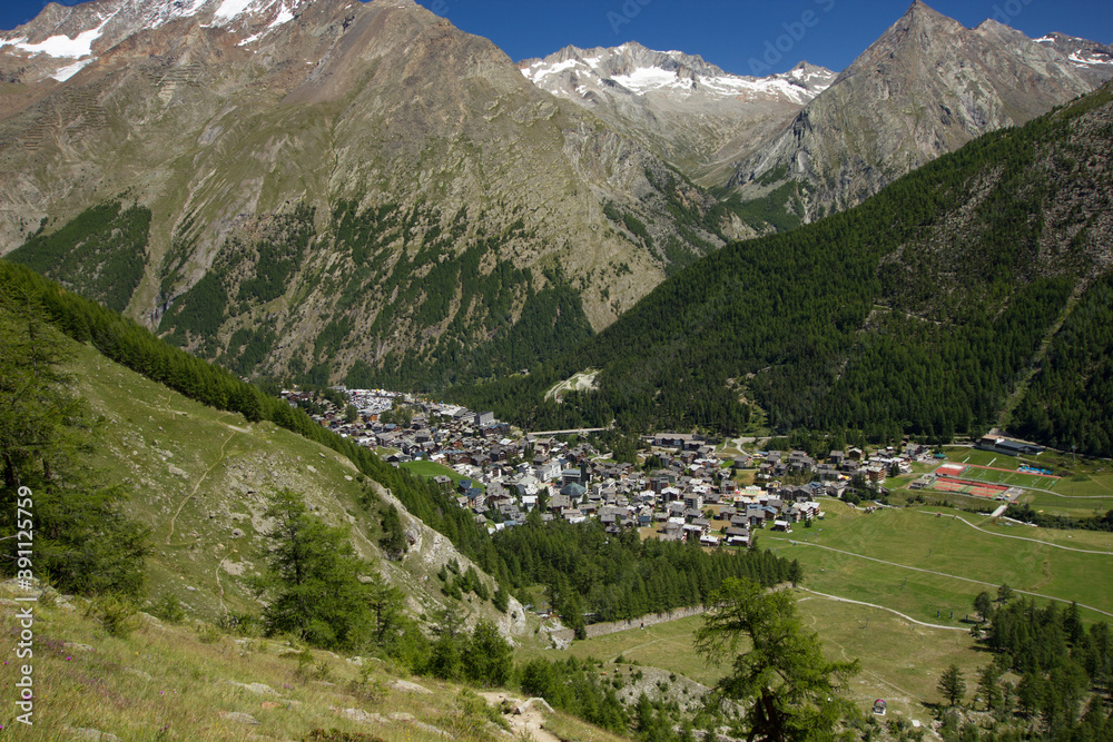 Village of Saas Fee on a summer day