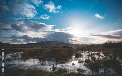  Flooded Lough Allua lake at sunset. southwest ireland. A lake lying on the river Lee which flows into Cork. © maaramore©	