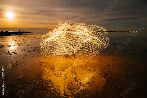 light painting on the salt flats