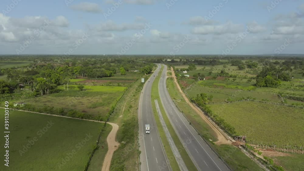 Aerial forward over El Coral highway. Dominican Republic Aerial forward over El Coral highway. Dominican Republic