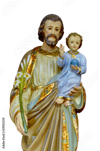Εκτύπωση καμβά St Joseph holding the Christ child statue isolated