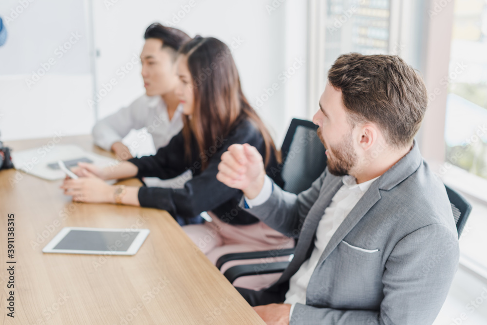 Business people brainstorming ideas for solving problems in company meeting rooms, the company staff meeting. Business people brainstorming ideas for solving problems in company meeting rooms, the company staff meeting.