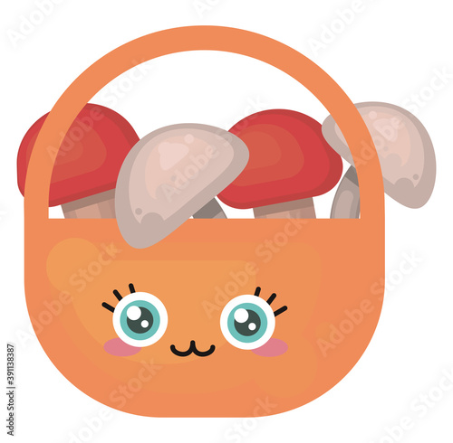 Basket full of mushrooms,illustration,vector on white background