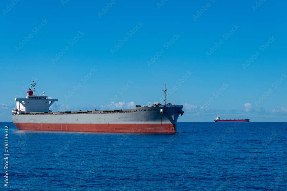 up close view of cargo ship Coral Sea