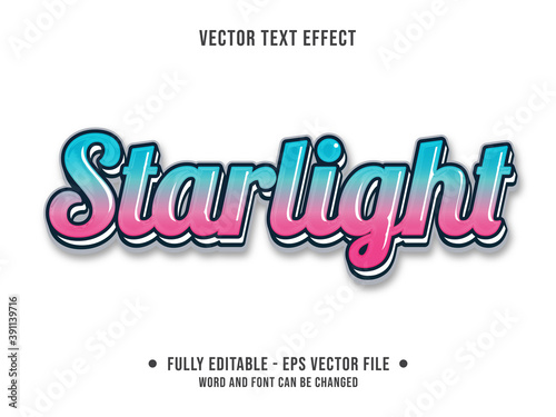Editable text effect - Starlight pink and blue gradient color style