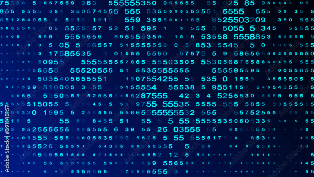 Digital background blue matrix. Matrix background. Binary computer code. Hacker coding concept. 3D rendering.