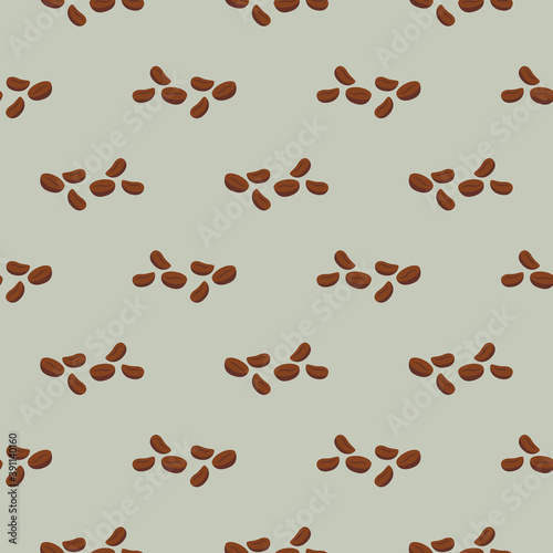 Coffee beans , seamless pattern on a light grey background.