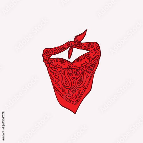 Red triangle bandana mask vector graphic illustration photo