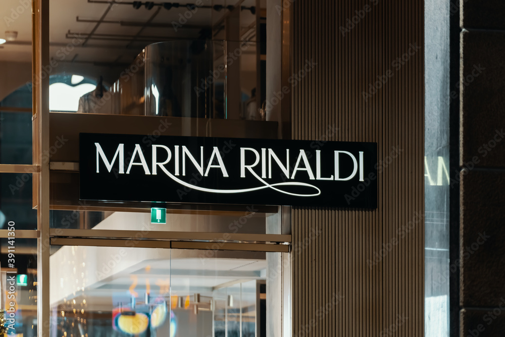 Marina Rinaldi logo and exterior of luxury fashion store in Milan near  Duomo. Marina Rinaldi is italian plus-size fashion brand. Milan, Italy -  25.12.2019 Stock Photo | Adobe Stock