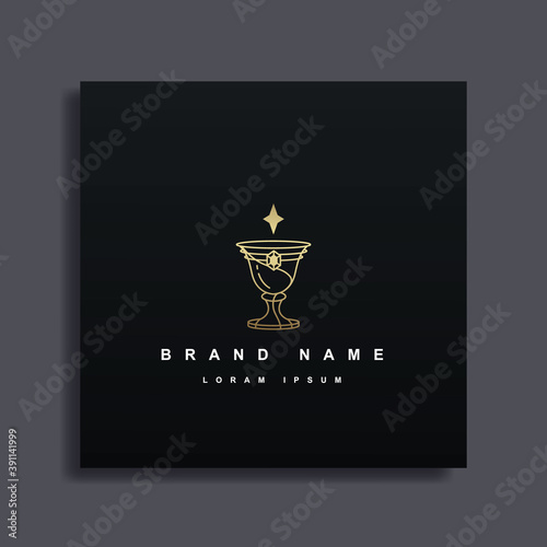 Holy grail luxury logo, medieval gothic style concept art.