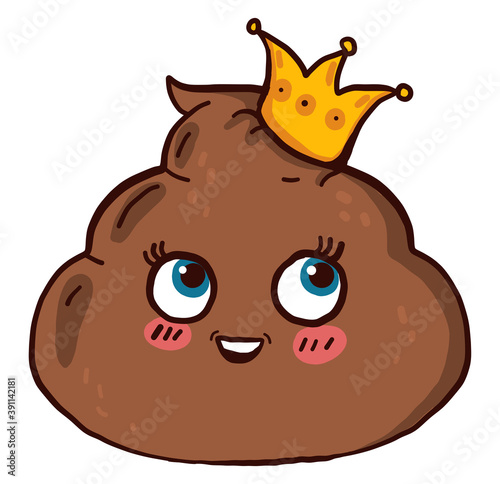 Poop with a crown,illustration,vector on white background