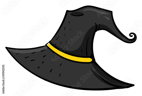 Black witch hat,illustration,vector on white background