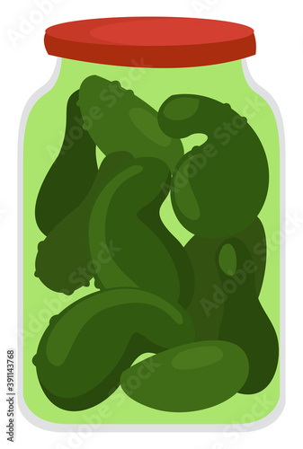 Green pickles , illustration, vector on white background