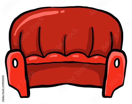 Red sofa , illustration, vector on white background