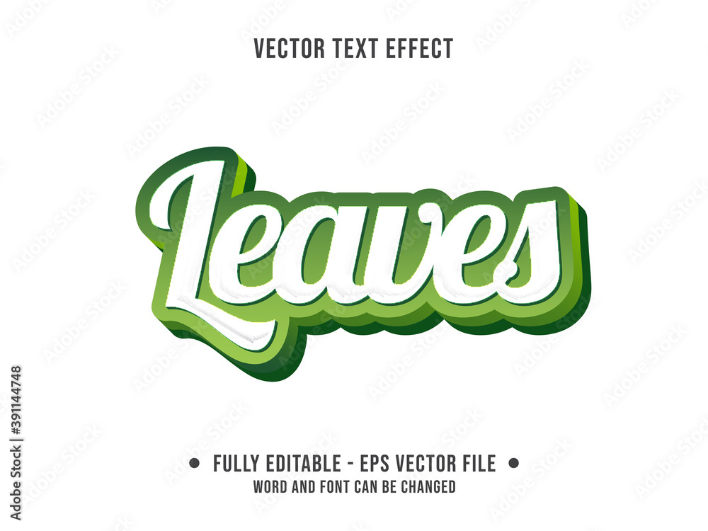 Editable text effect - Leaves green and white  color gradient style
