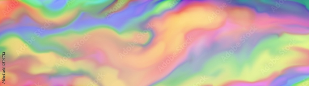 Obraz premium soft blurred abstract background with marbled swirled texture design in smeared watercolor paint illustration, rainbow waves in colors of red orange yellow blue green pink and purple