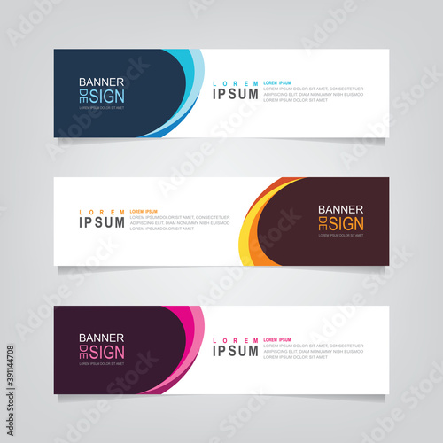 Vector abstract banner design web template. Abstract geometric design banner web template on grey background. Header footer Web Design Elements. Collection of web banner template