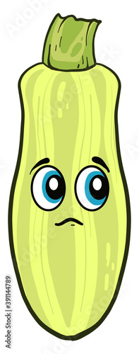 Sad zucchini , illustration, vector on white background